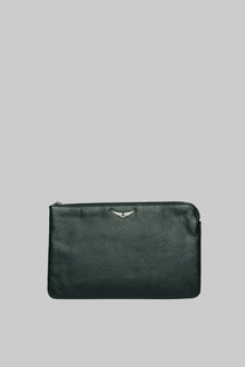 Uma Wings Grained Leather Small Pouch | Black