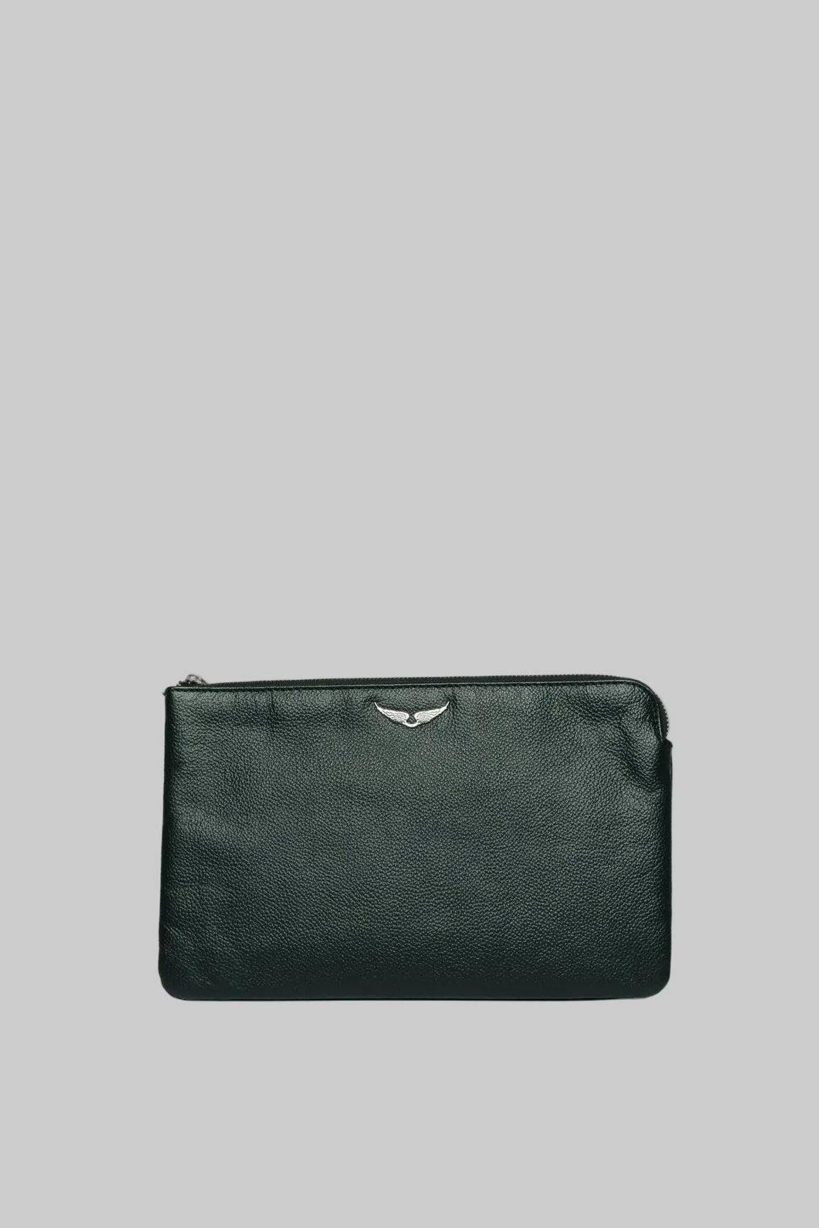 Uma Wings Grained Leather Small Pouch | Black