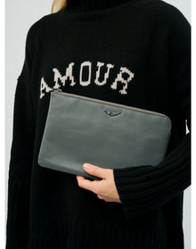 Uma Wings Grained Leather Small Pouch | Road