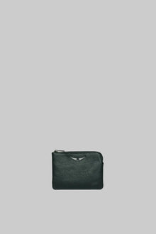 Mini Uma Wings Grained Leather Small Pouch | Black