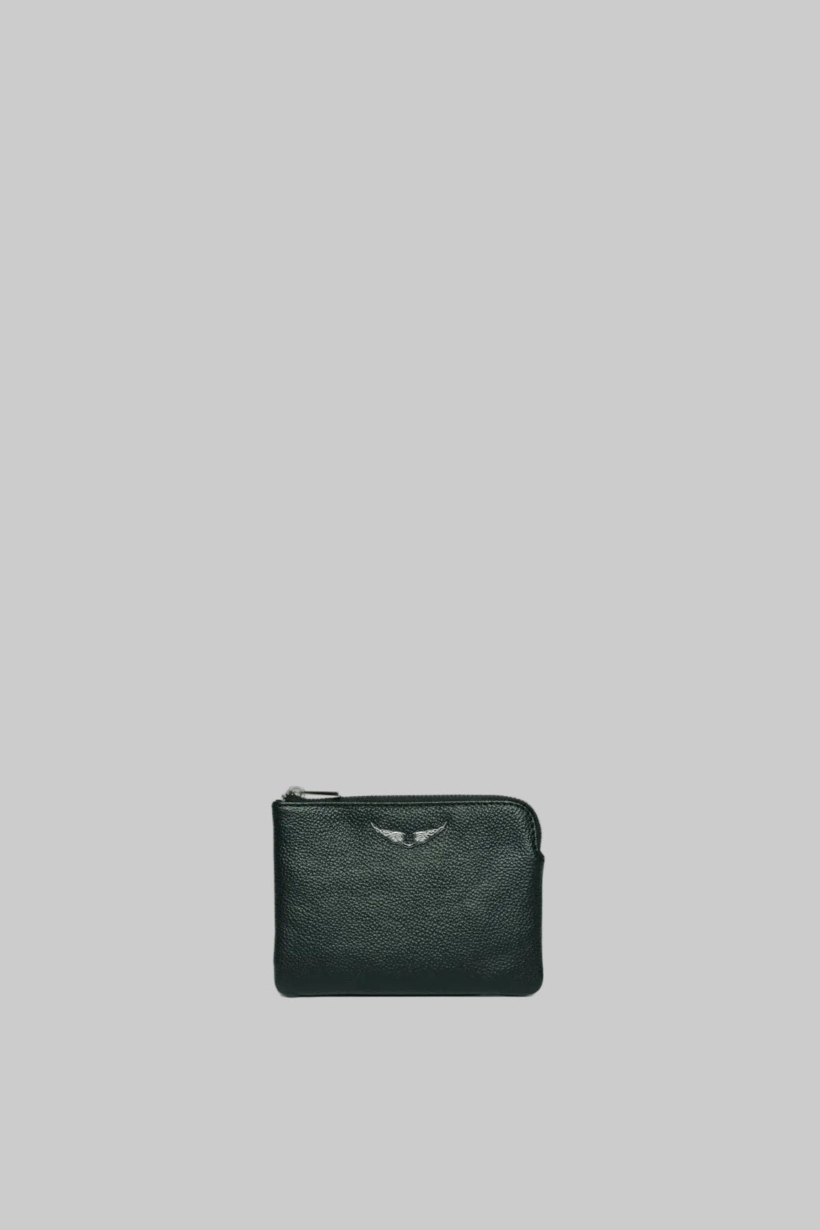 Mini Uma Wings Grained Leather Small Pouch | Black