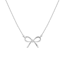 Lab Grown Diamond Bow Necklace Silver 14k 18k White Gold 18in First