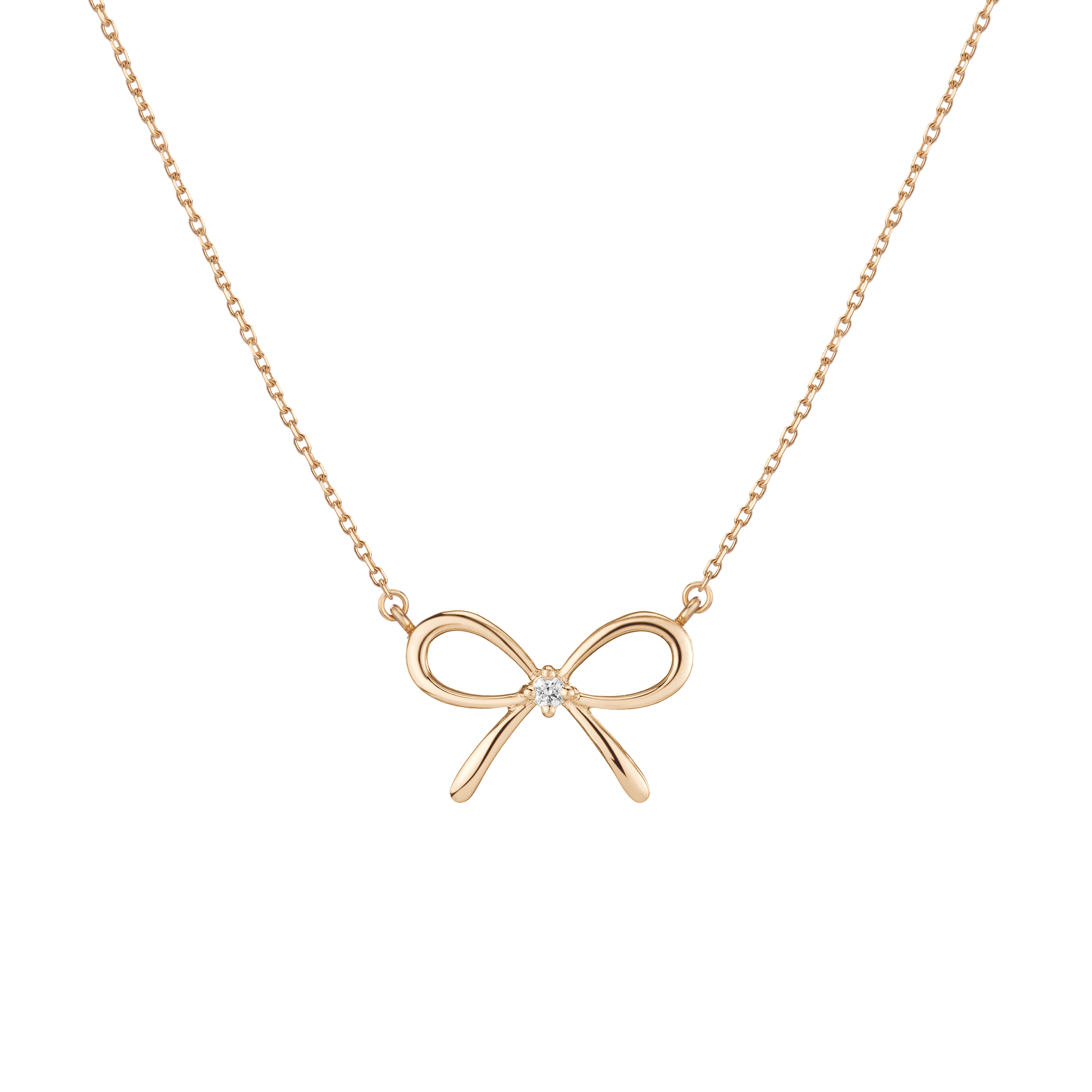 Lab Grown Diamond Bow Necklace 14k 18k Yellow Gold 18in First