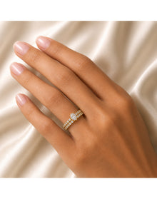Lab Grown Diamond Double Row Solitaire Ring | Yellow Gold over Silver