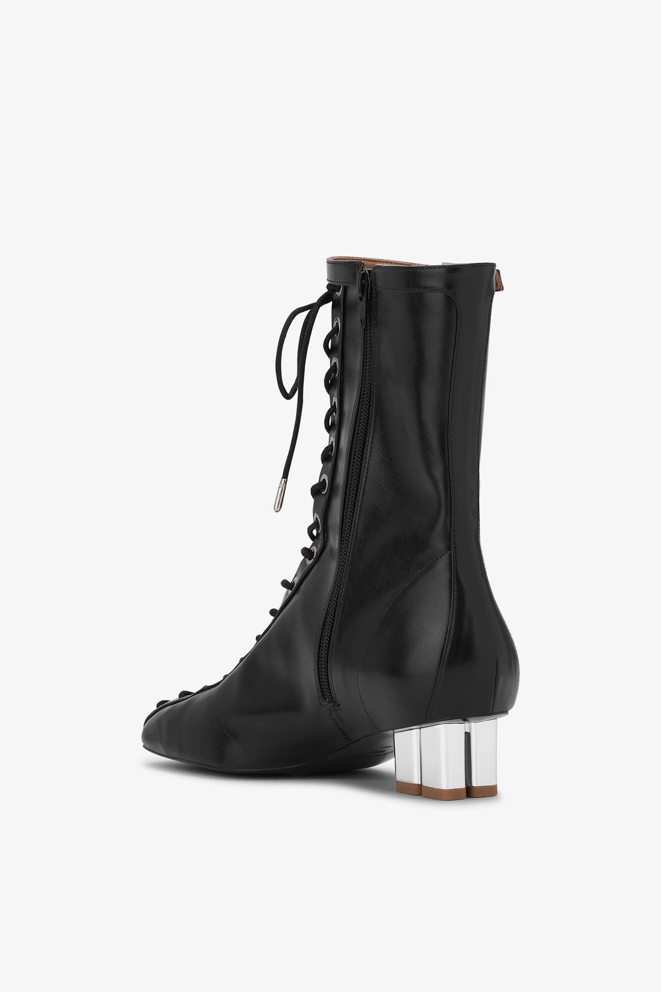 Lace Up Ankle Boots in Oleatex | Black