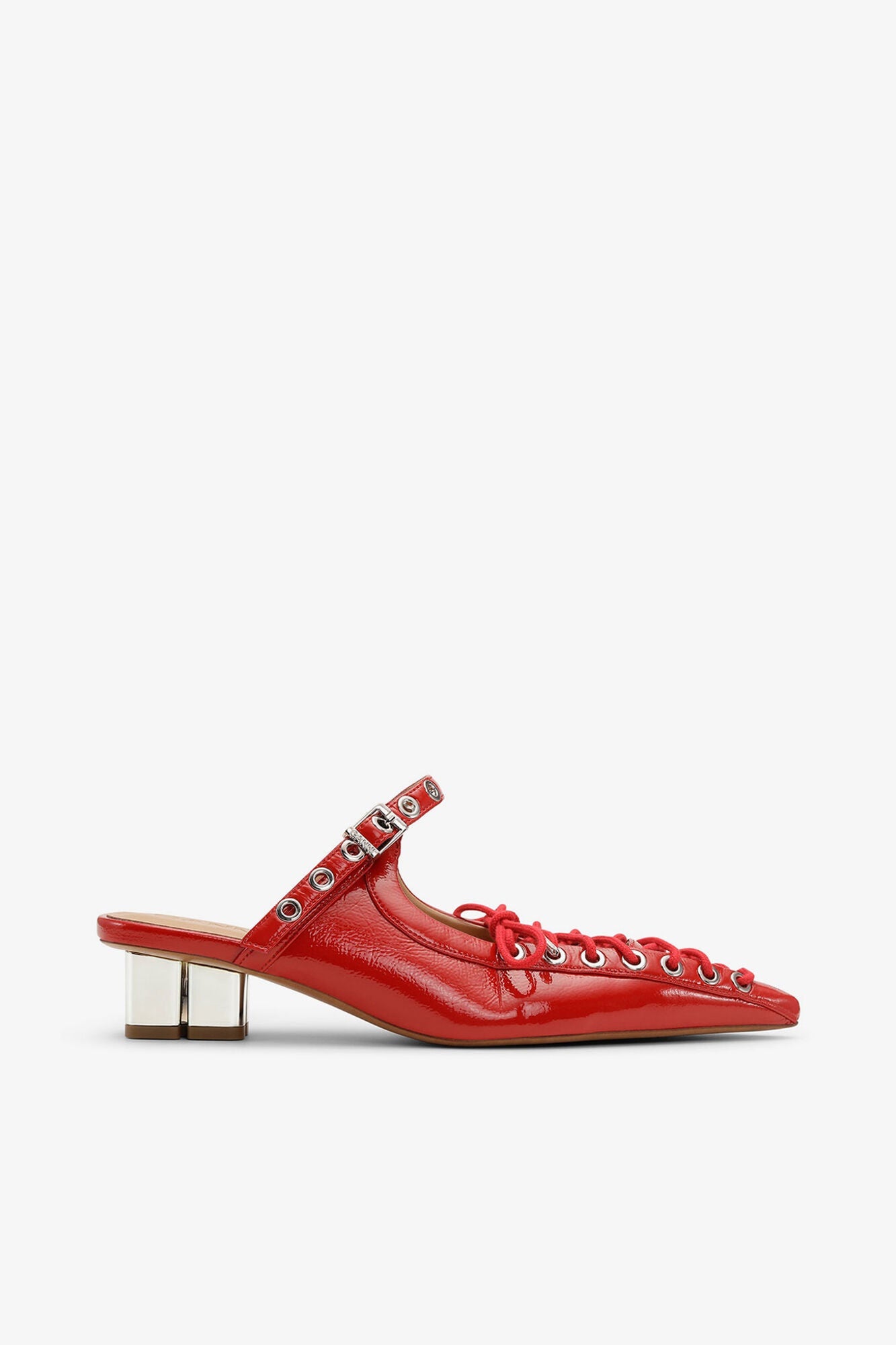 Lace Up Mules in | Racing Red