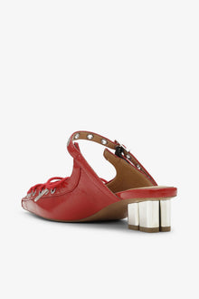 Lace Up Mules in | Racing Red