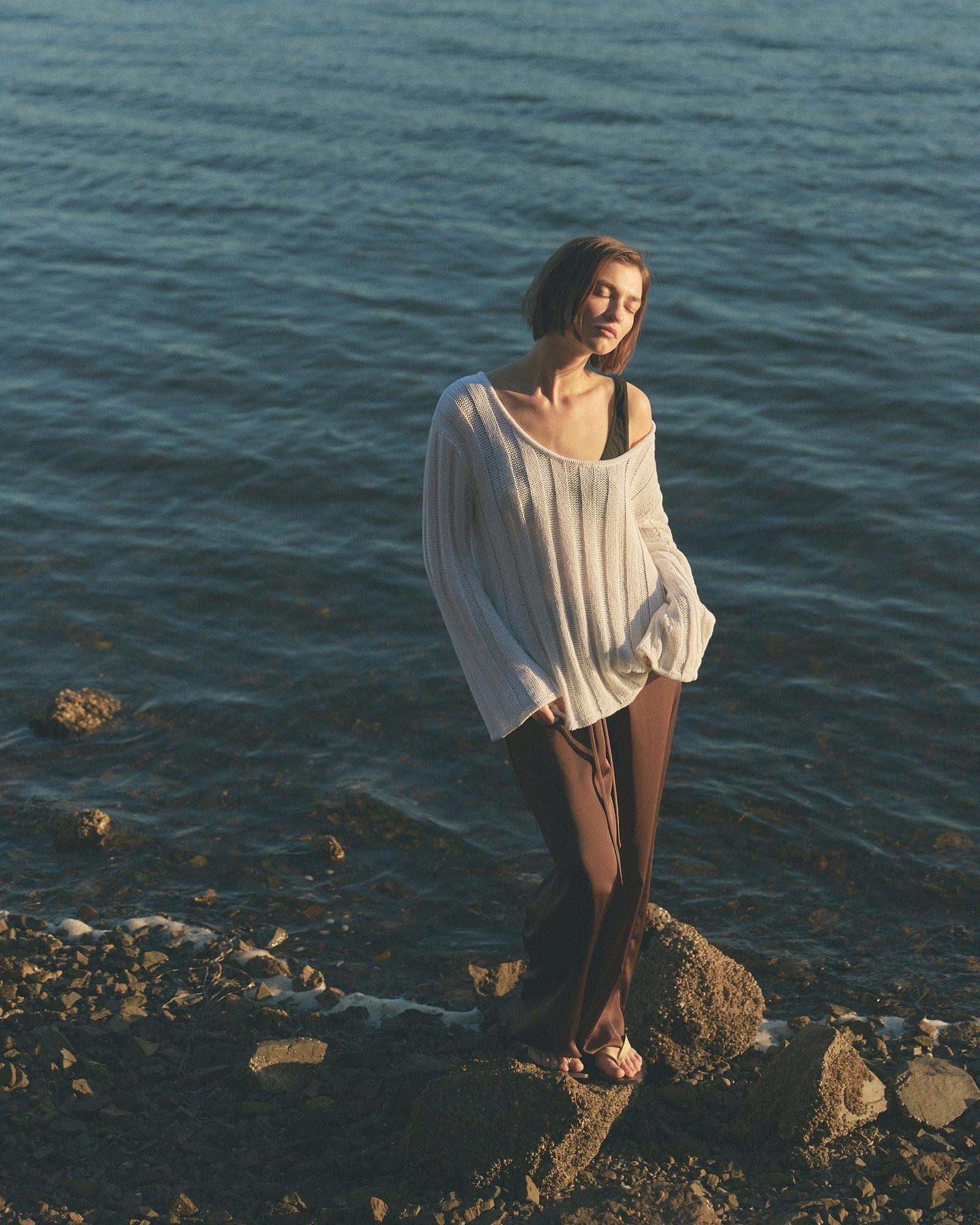 Helena | Leah Ribbed Scoop-Neck Sweater in Size Small