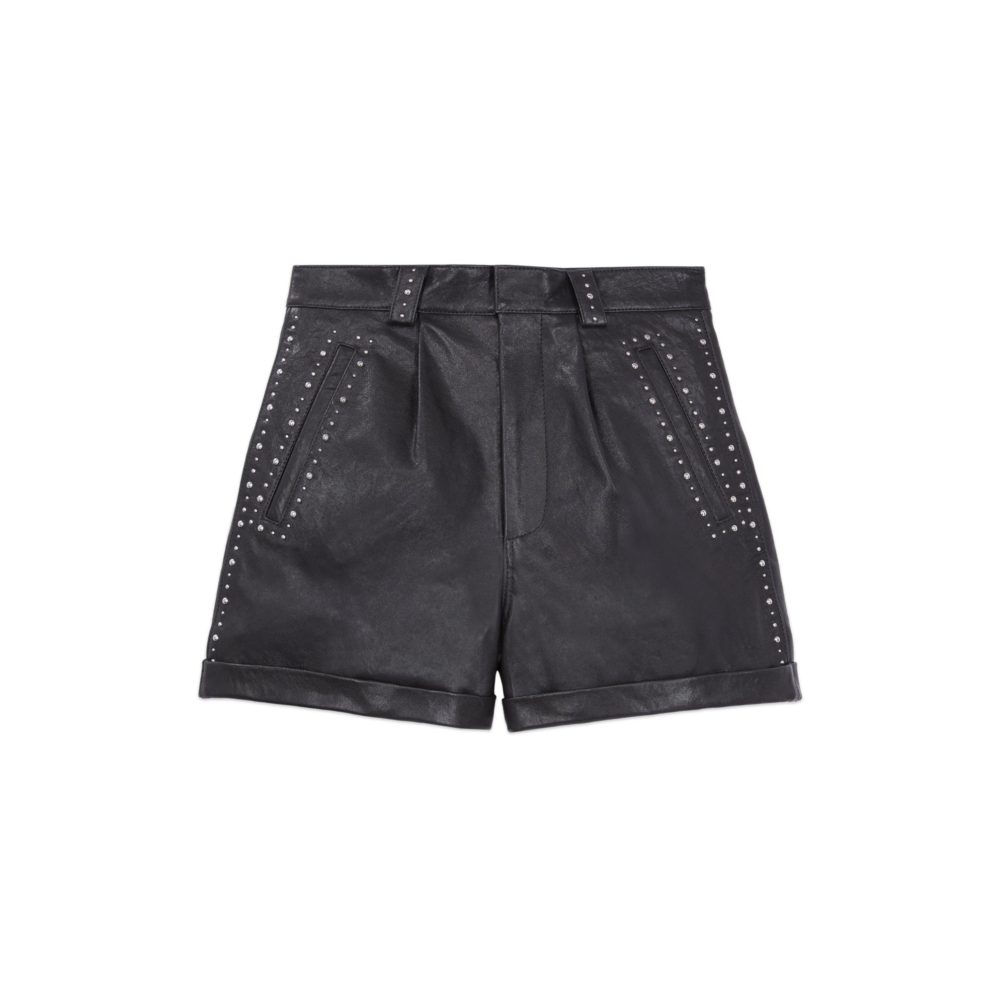 Leather Shorts With Studs | Women | Black