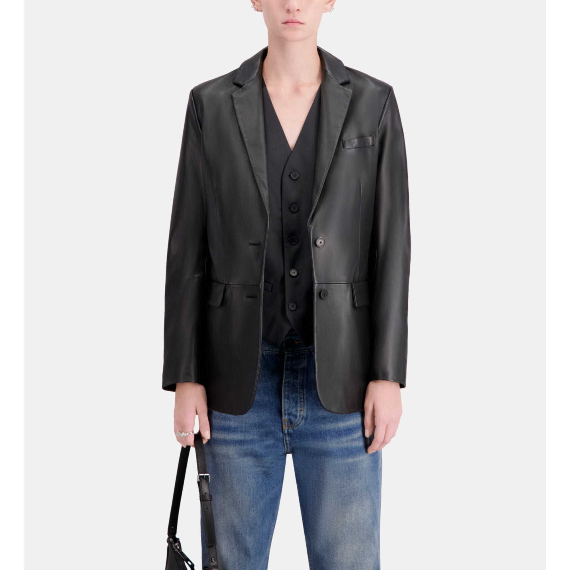 Leather Suit Jacket | Women | Black