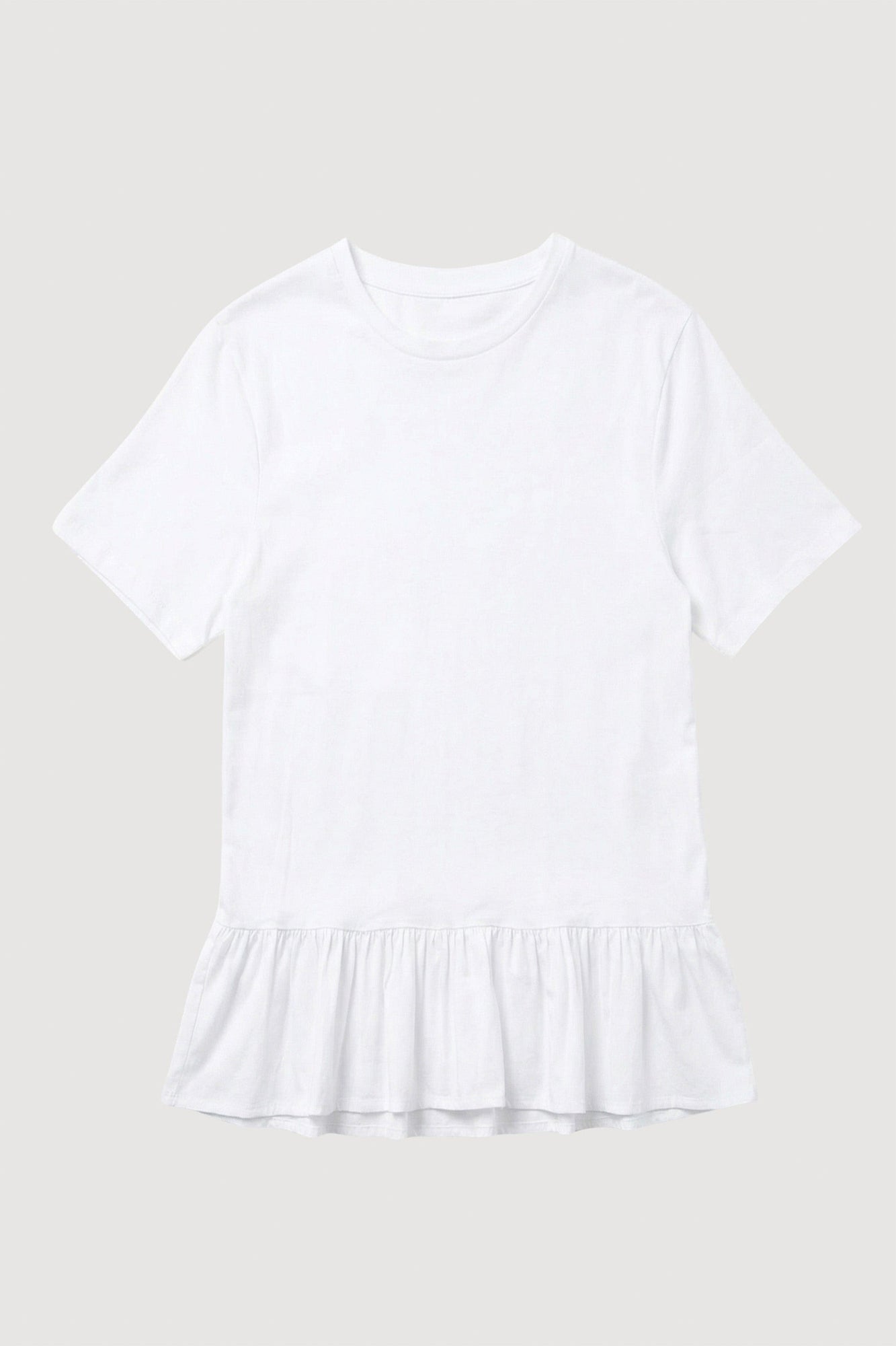 Mali | Leonie Organic Cotton Ruffled Tunic Tee in Size Small - Flat