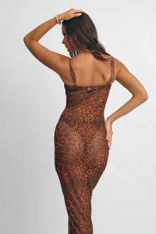 Women | Aamal Maxi Dress | Leopard Mesh