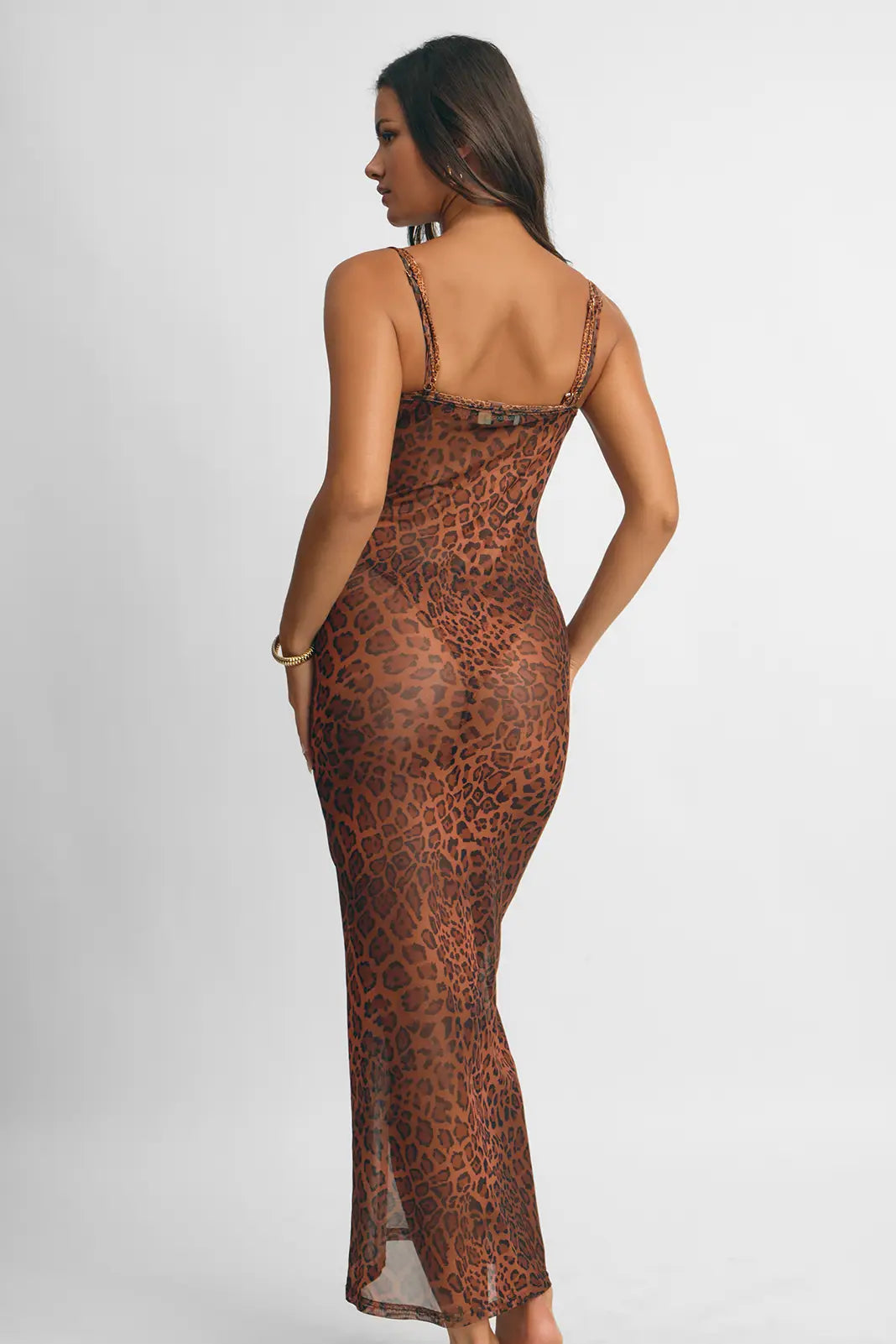 Women | Aamal Maxi Dress | Leopard Mesh