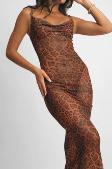 Women | Aamal Maxi Dress | Leopard Mesh