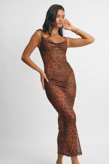 Women | Aamal Maxi Dress | Leopard Mesh