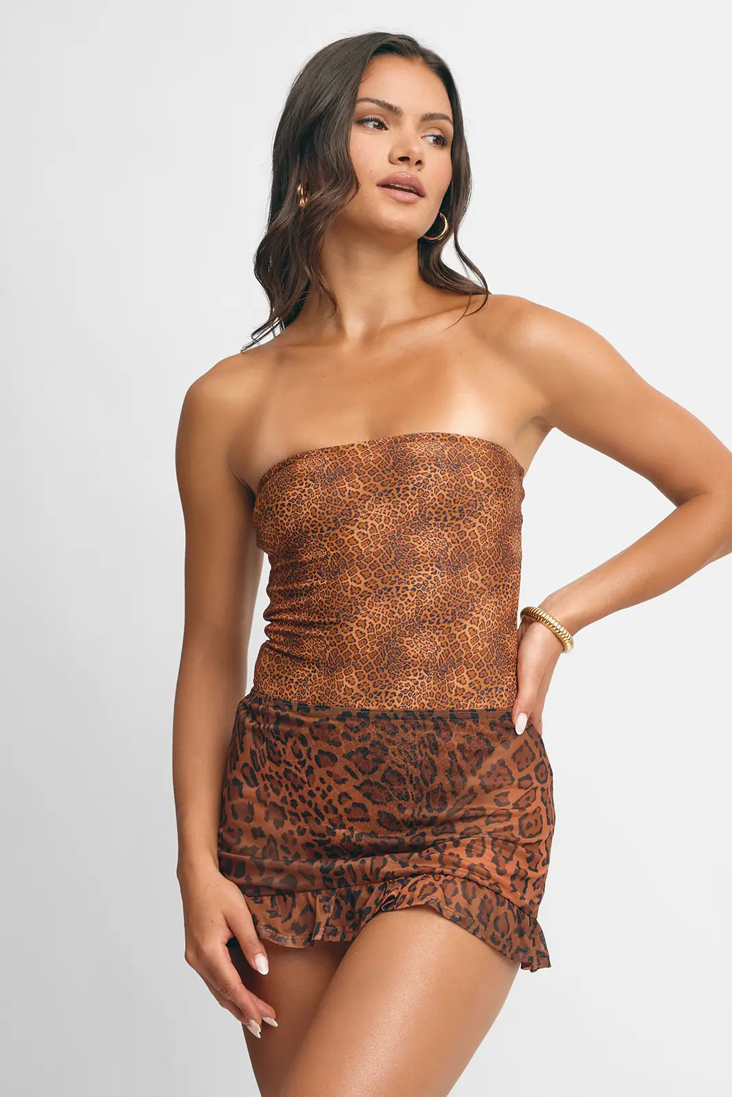 Women | Polly Mini Skirt | Leopard Mesh
