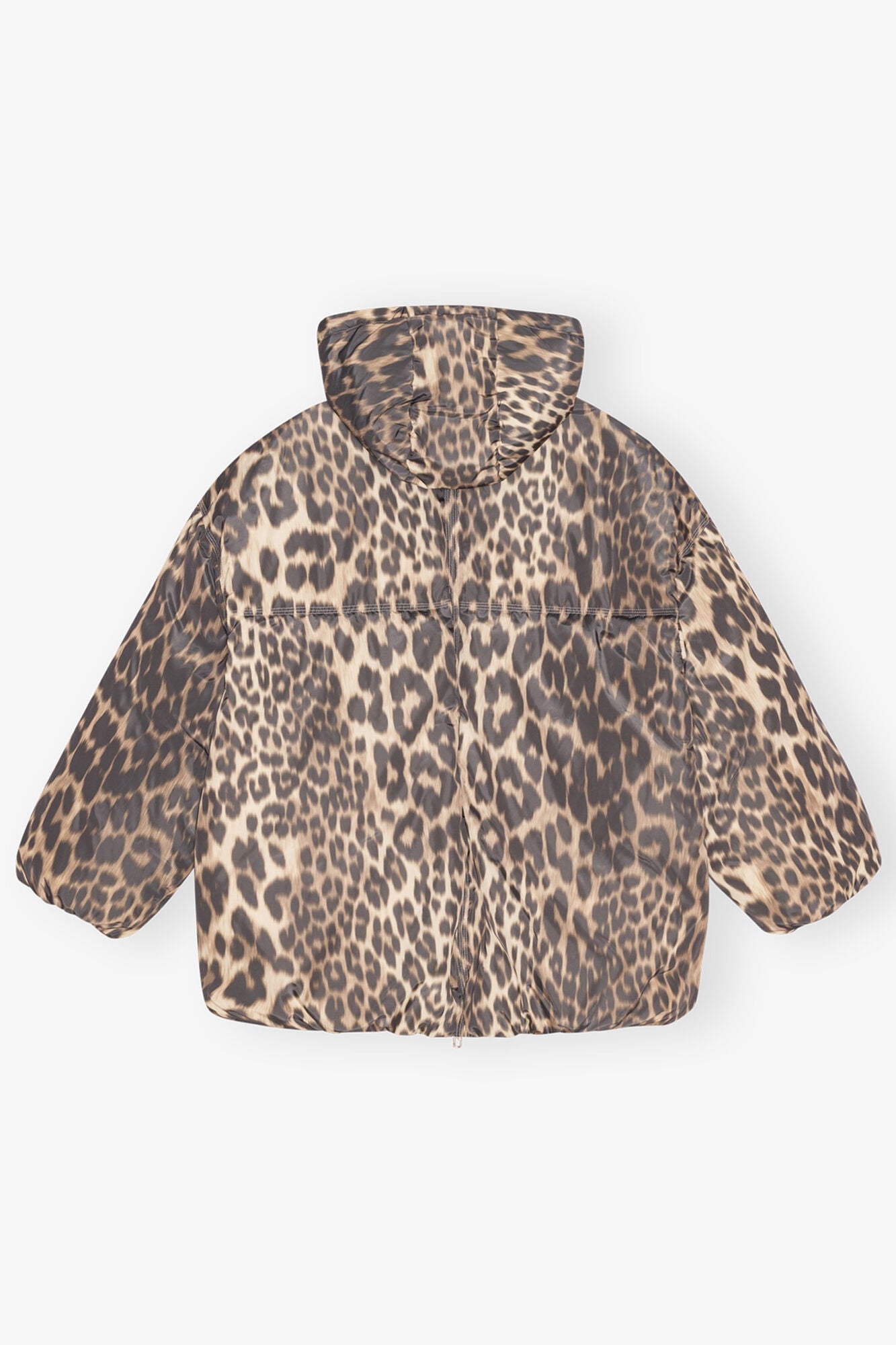 Leopard Print Midi Puffer Jacket | Almond Milk