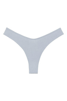 Light blue textured bikini bottom with high-waisted cut and zig-zag stitching details on the sides.