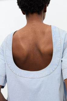 Light Blue A line Mini Denim Dress | Soft Chambray