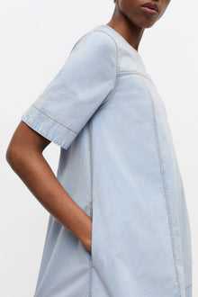 Light Blue A line Mini Denim Dress | Soft Chambray