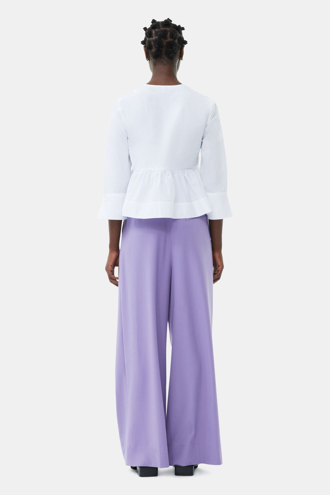 Light High Waist Flared Leg Trousers | Purple Haze