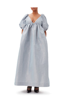Light Shiny Taffeta Long Dress | Powder Blue