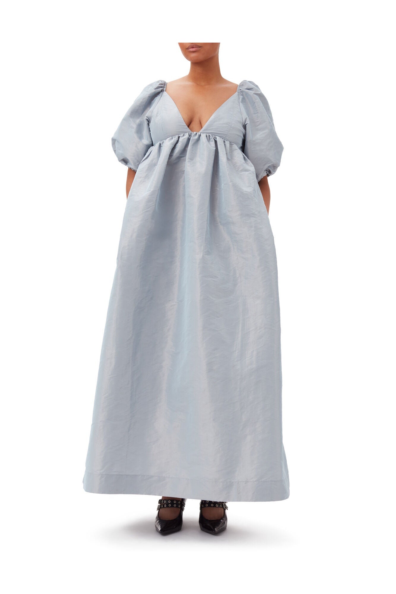 Light Shiny Taffeta Long Dress | Powder Blue