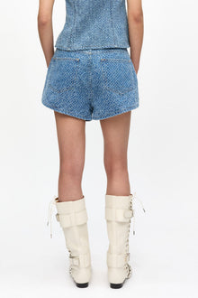 Light Textured Shorts | Mid Blue Stone
