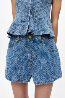 Light Textured Shorts | Mid Blue Stone