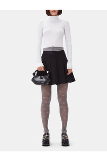 Light Twill Pleated Mini Skirt | Black
