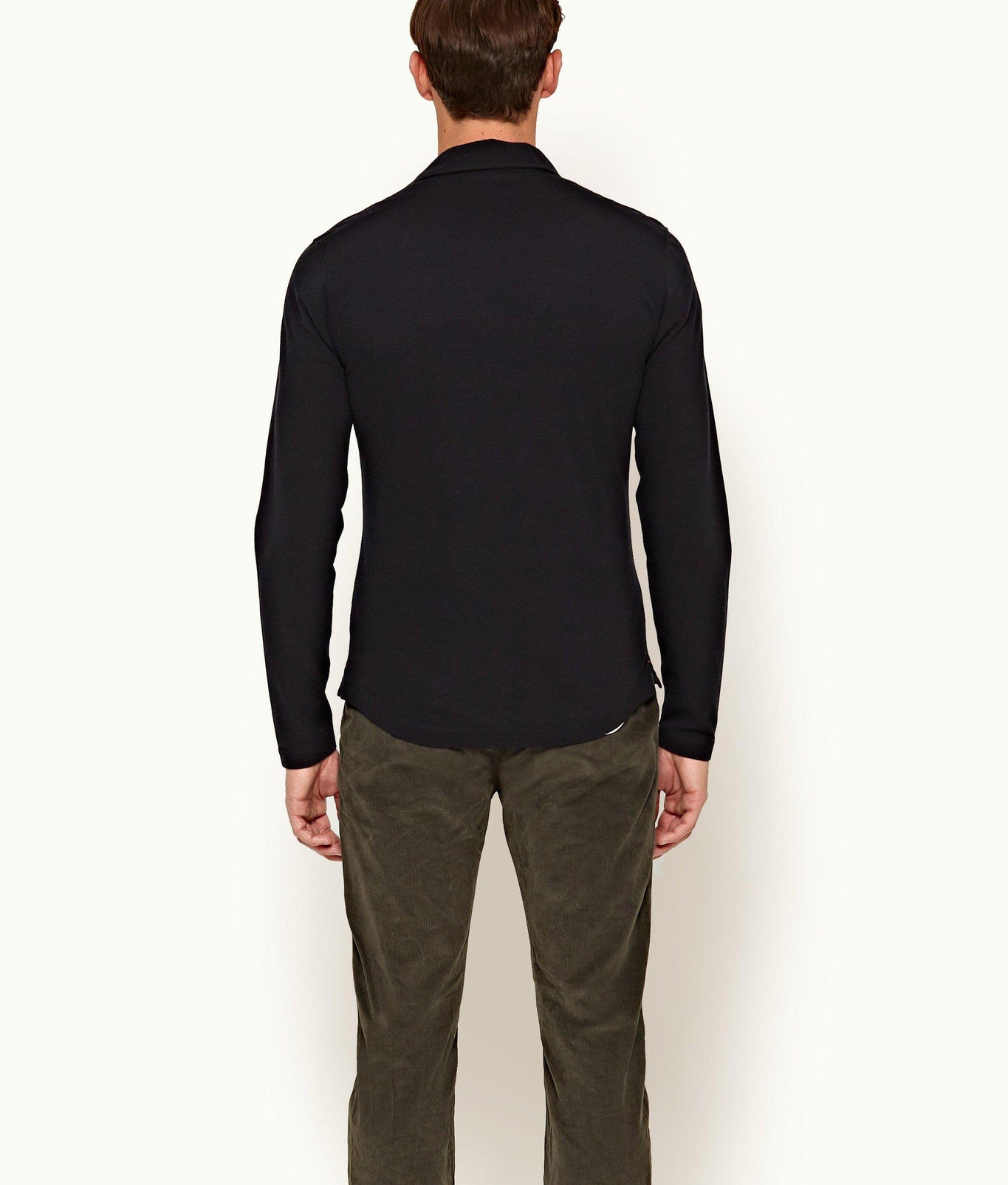 Linwood Tailored Fit Long Sleeve Polo Shirt | Navy