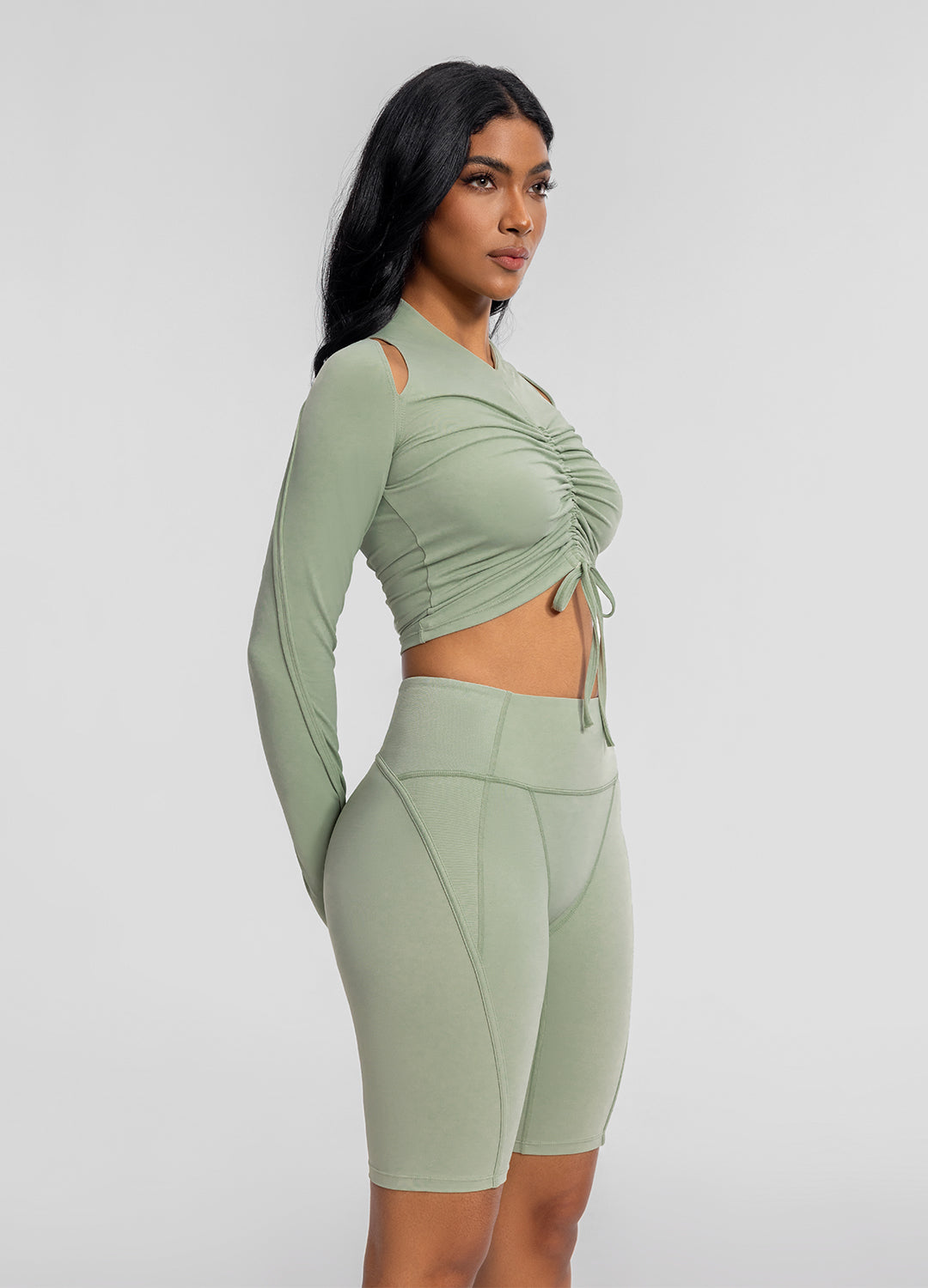 Drawstring Crop Top | Sage Green