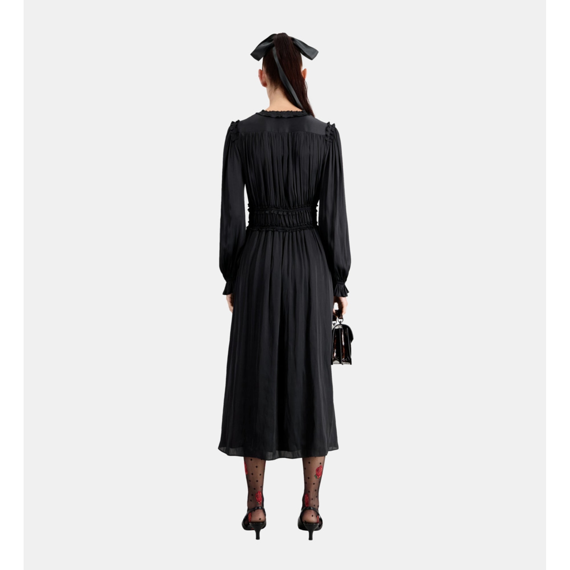 Long Dress With Shirring | Women | Black