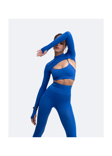 Long Sleeve Crew Neck Shrug | Blue