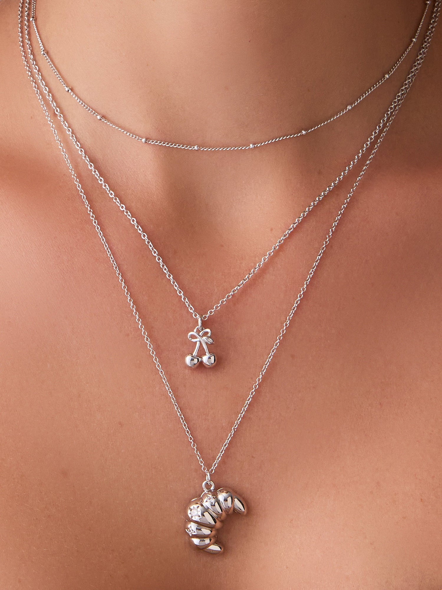 Cherry Necklace | Silver Rhodium Plated Brass