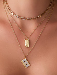 Flip Phone Locket Necklace | 5A Grade Cubic Zirconia | 14K Gold Plated Brass
