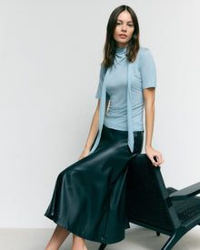 Beate | Lucine Scarf-Neck Semi Sheer Tencel Tee in Size Small