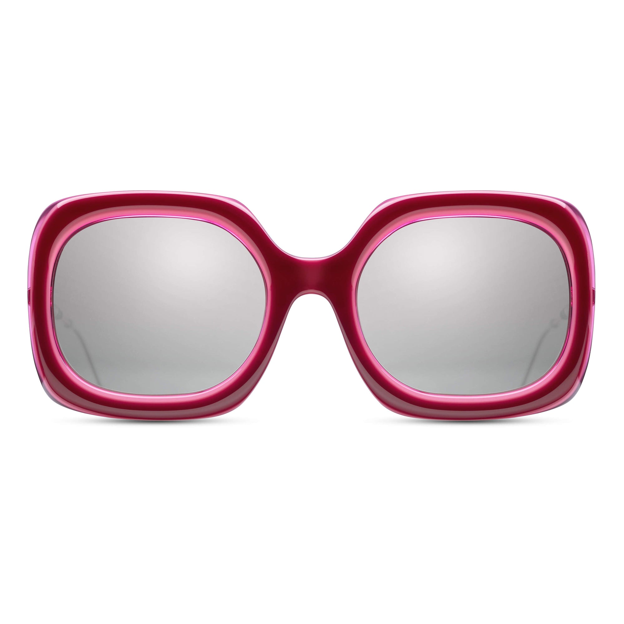 Womens | M2035 Square Sunglass | Deep Burgundy/Pink Crystal | Brown Gradient Silver Flash Lens | 53MM