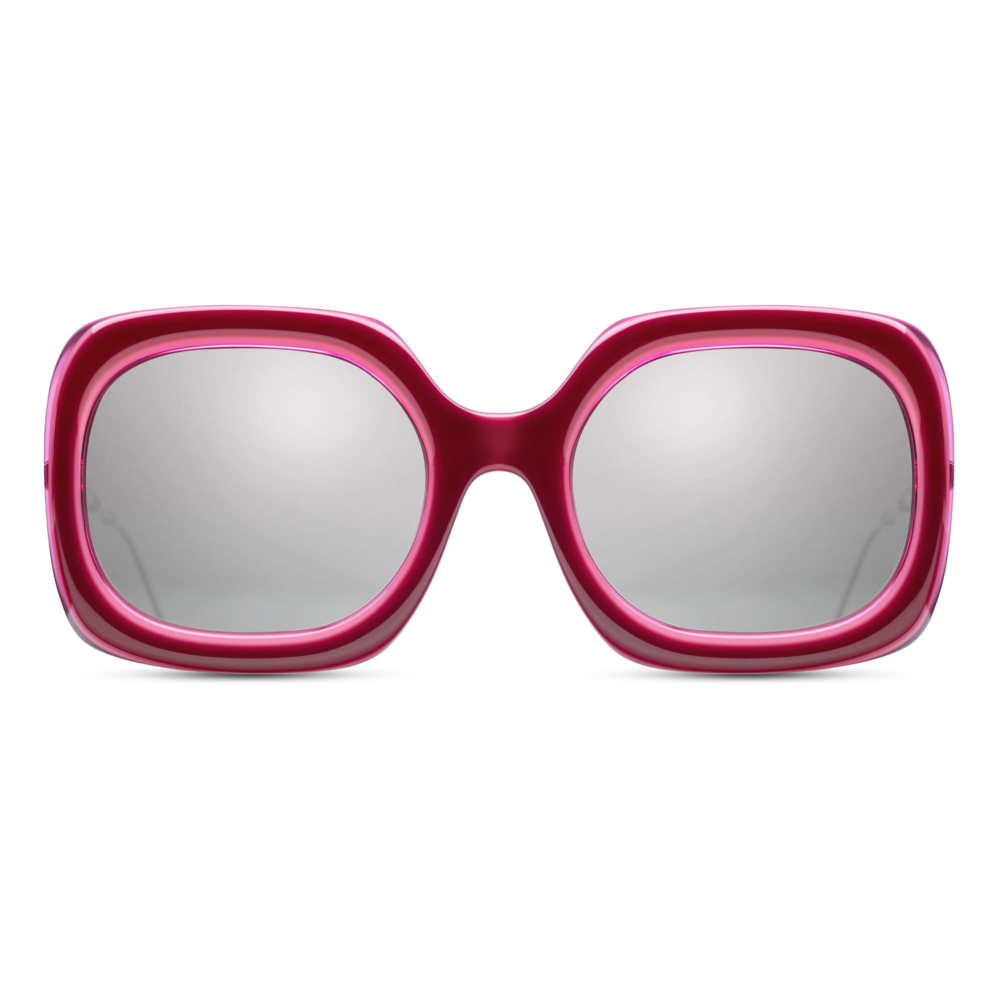 M2035 Square Sunglass | Deep Burgundy/Pink Crystal | Brown Gradient Silver Flash Lens | 53MM