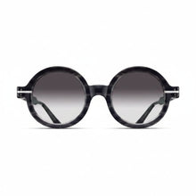 Unisex | M2059 Round Sunglass | Black Stripe/Brushed Silver | Grey Gradient Lenses | 48MM