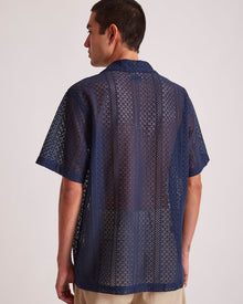 Navy | Canty Cotton Lace SS Shirt