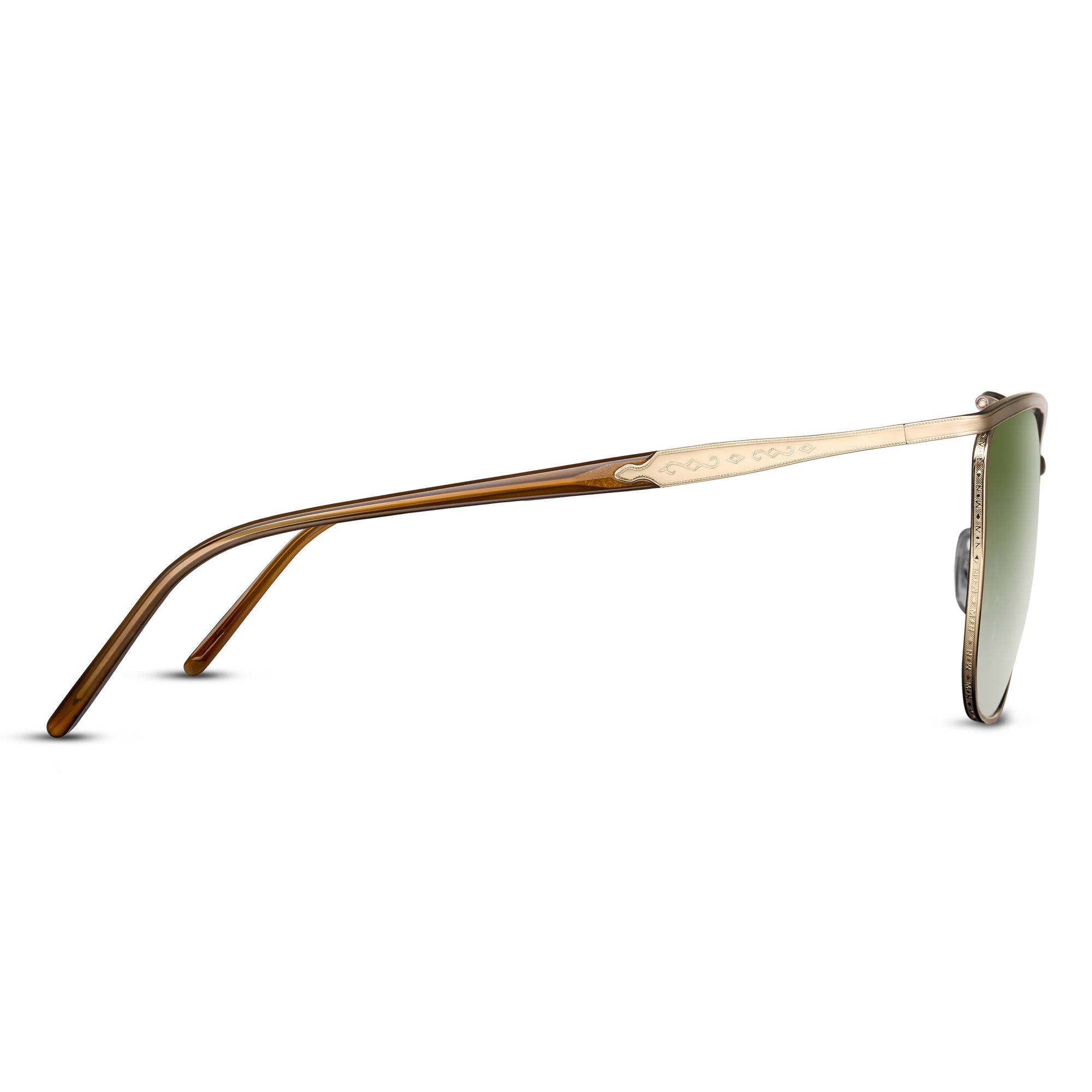 Unisex | M3109 Panto Sunglass | Brushed Gold/Dark Light Green | Brown Gradient Lens | 54MM