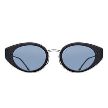 Womens | M3120 Cat Eye Sunglass | Matte Black/Brushed Silver | Cobalt Blue Lens | 52MM