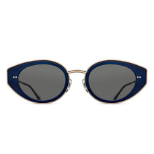 M3120 Cat Eye Sunglass | Matte Navy/Brushed Gold | Grey Solid Lens | 52MM