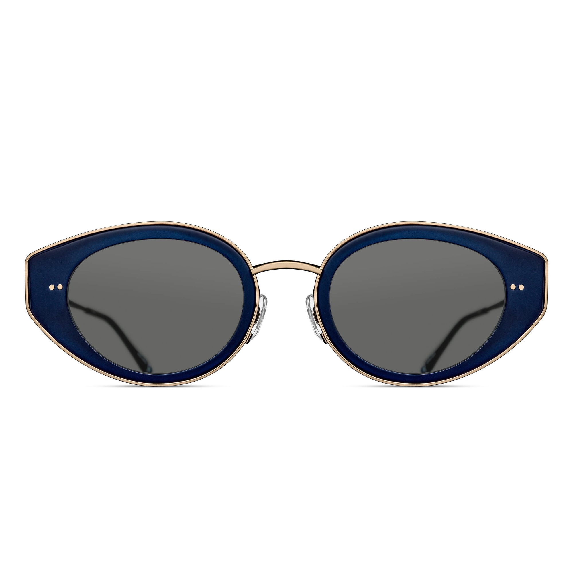 M3120 Cat Eye Sunglass | Matte Navy/Brushed Gold | Grey Solid Lens | 52MM