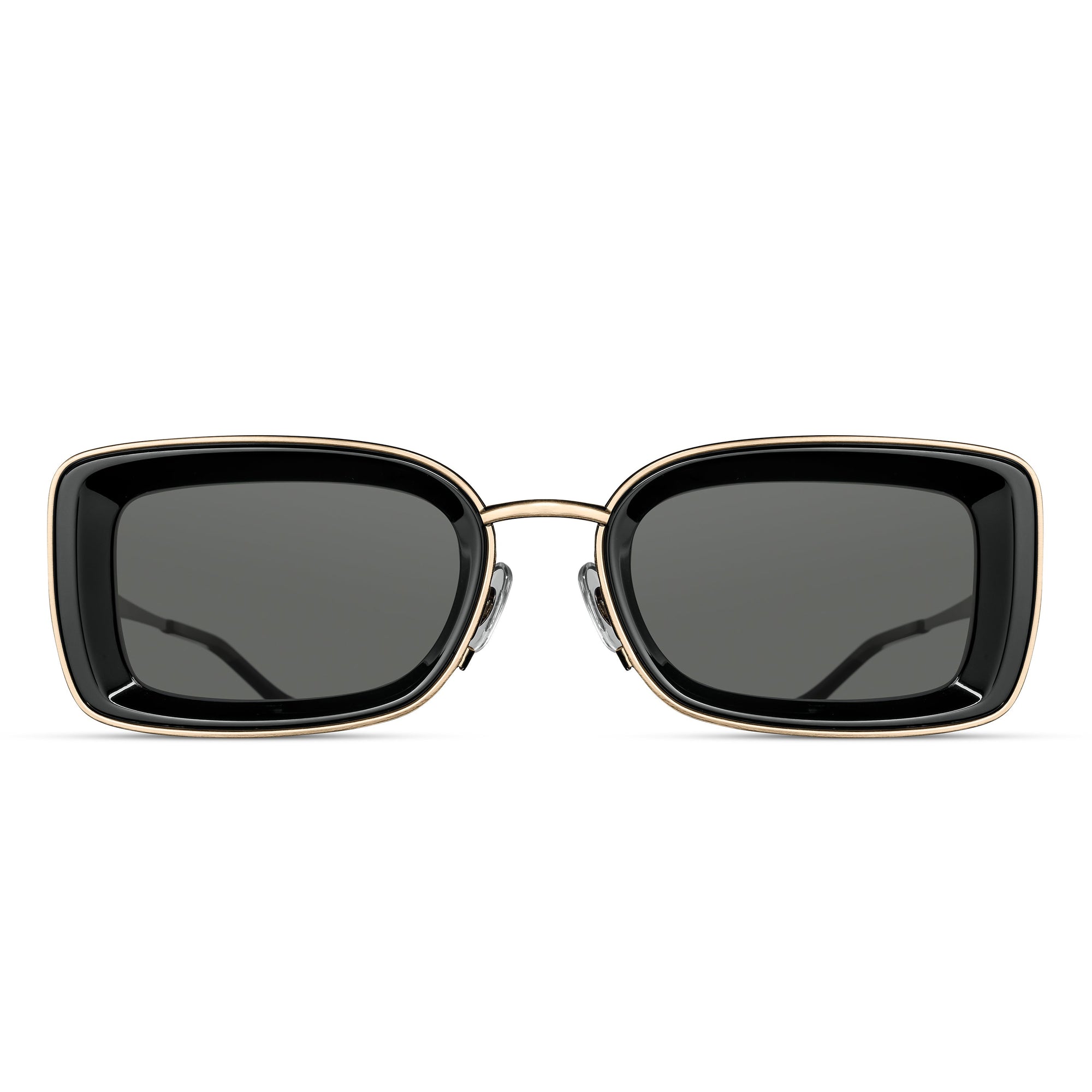 Unisex | M3124 Rectangle Sunglass | Brushed Gold/Black | Grey Lens | 51MM