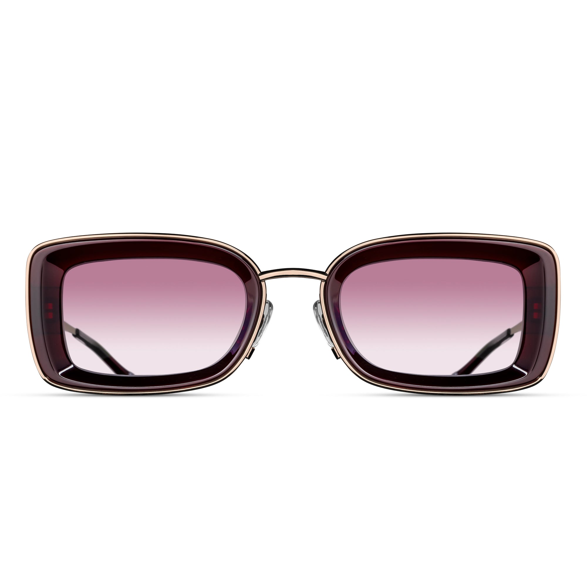 Unisex | M3124 Rectangle Sunglass | Rose Gold/Bordeaux | Pink Gradient Lens | 51MM