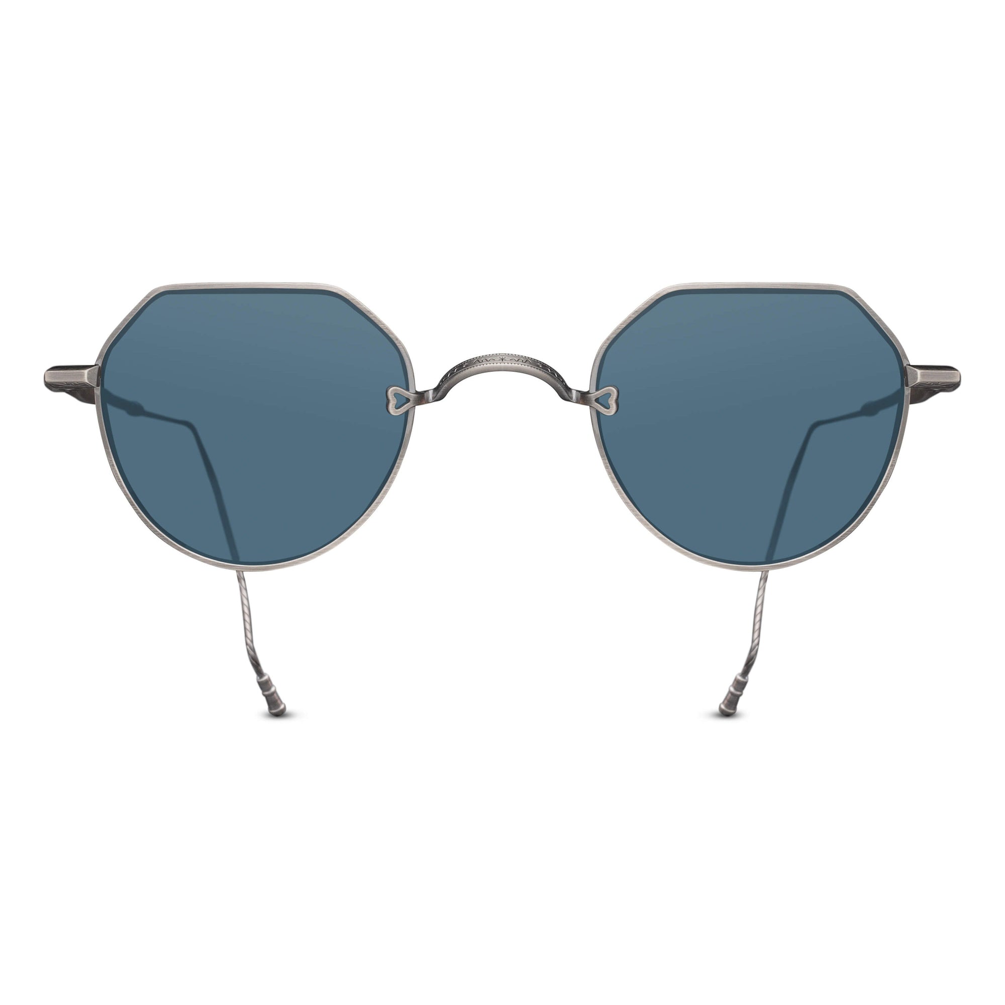 Unisex | M3132 Panto Sunglass | Antique Silver | Blue Grey Lens | 46MM