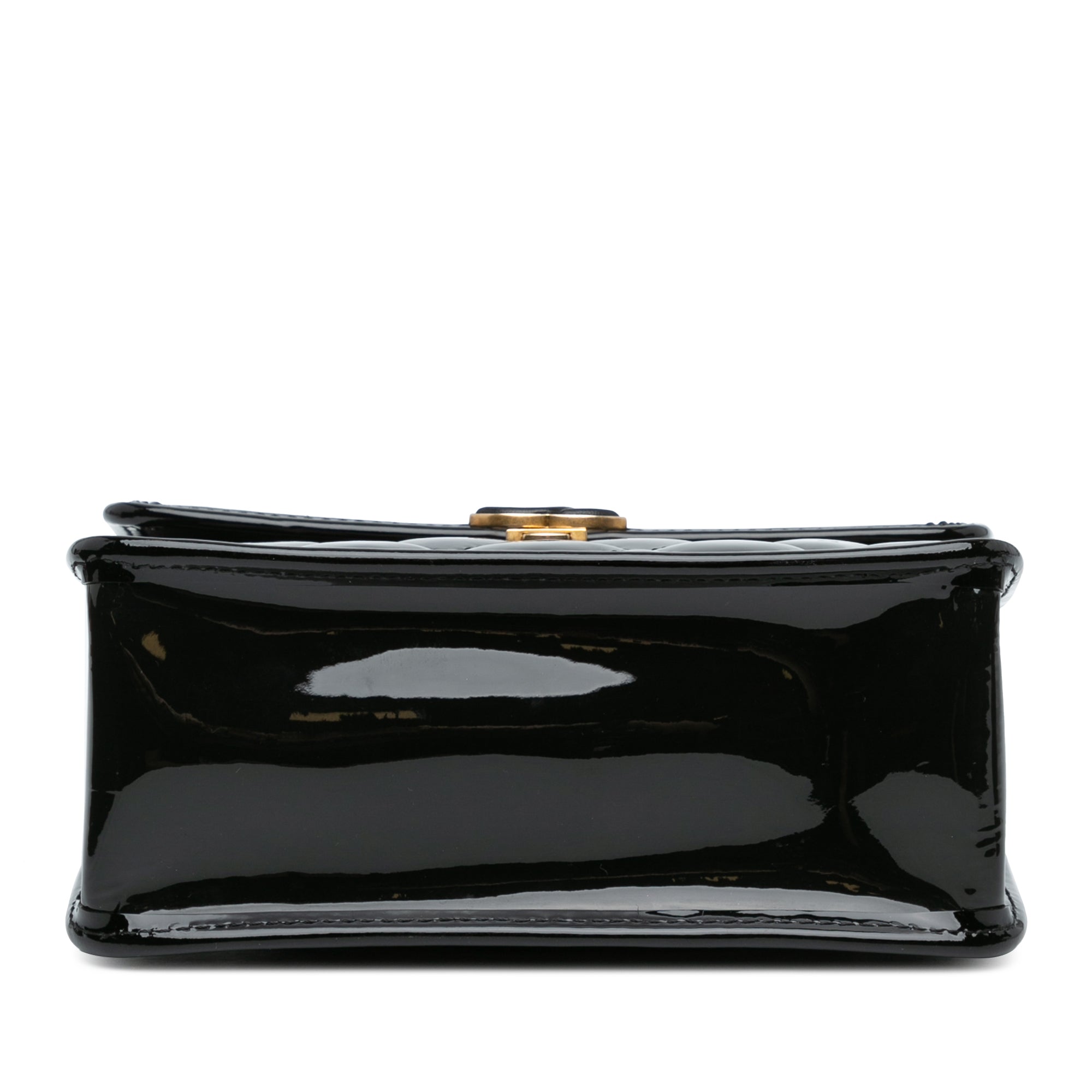 Chanel | Pre-Owned Mini Quilted Patent Graphic Catch Flap | Black