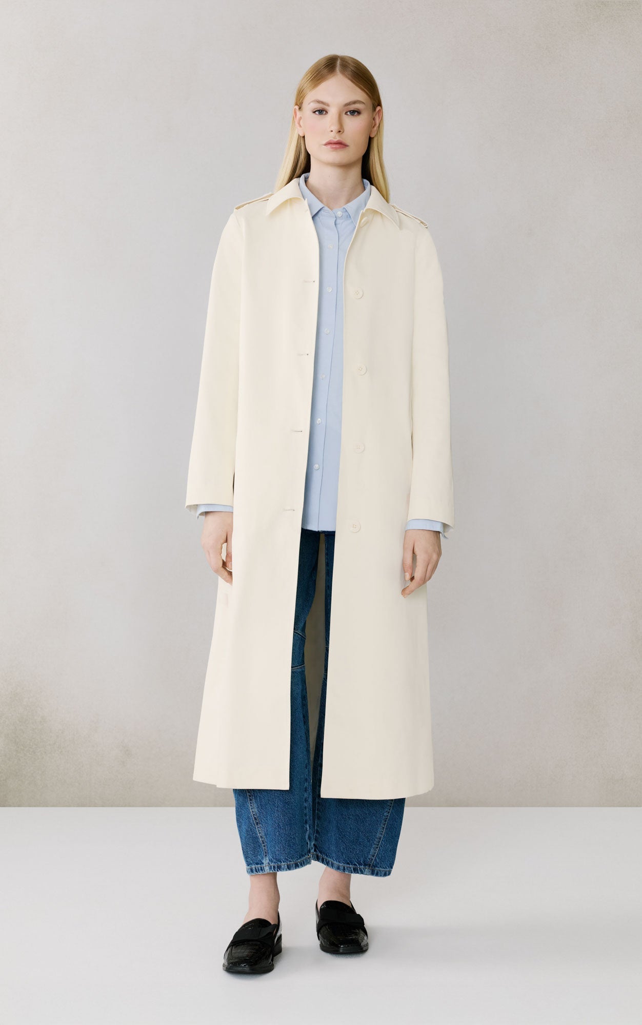 Madeline Water-Resistant Straight Coat | Powder